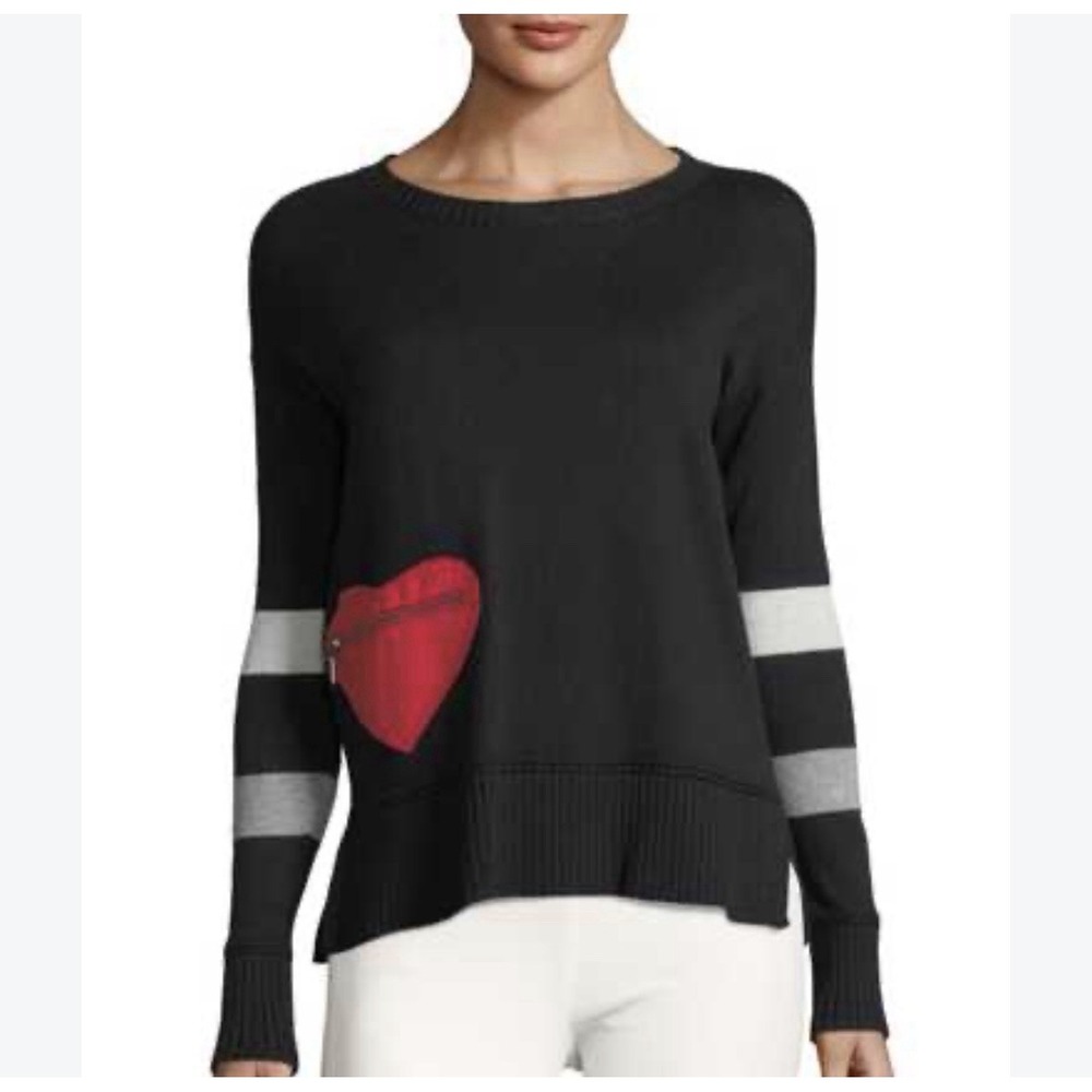 Lisa Todd Sweater Size XL Womens Heart Throb Black Long Sleeve Cotton Cashmere